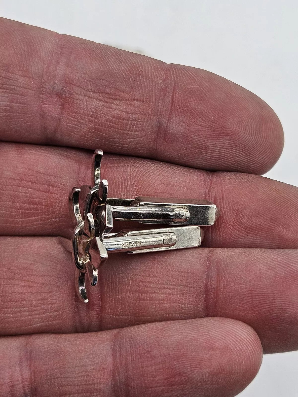 Pair of Sterling Silver 925 Fleur De Lis Cufflinks - NEW