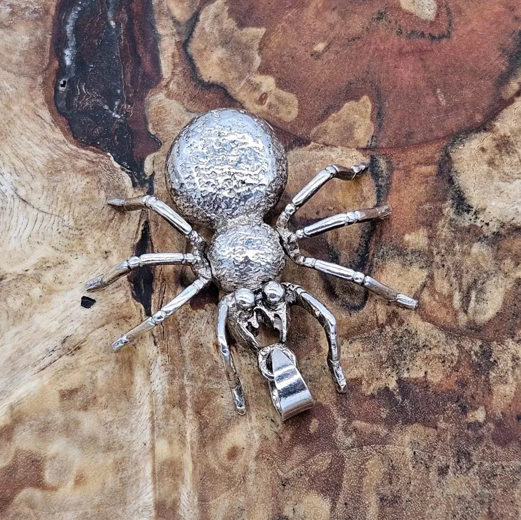 Sterling Silver 925 Articulated Spider Pendant. NEW
