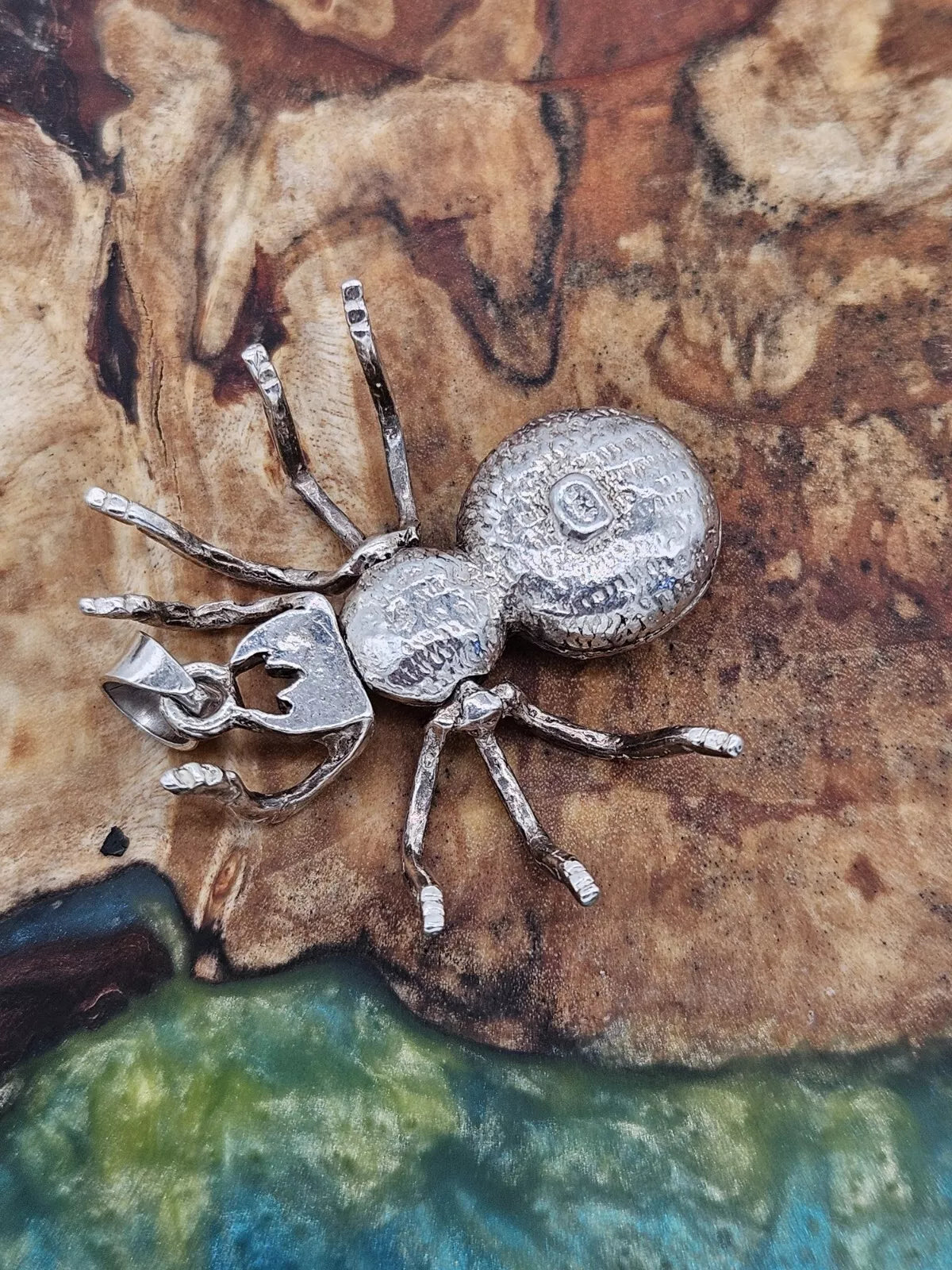 Sterling Silver 925 Articulated Spider Pendant. NEW