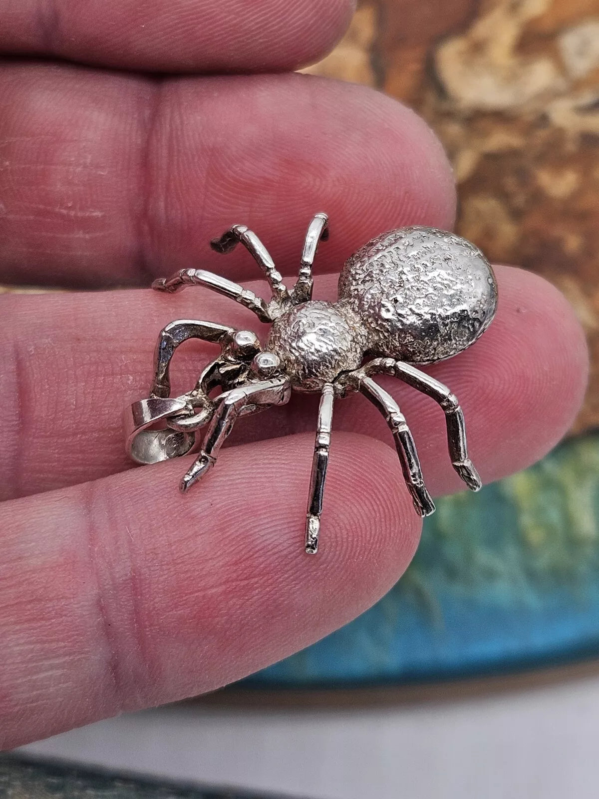 Sterling Silver 925 Articulated Spider Pendant. NEW