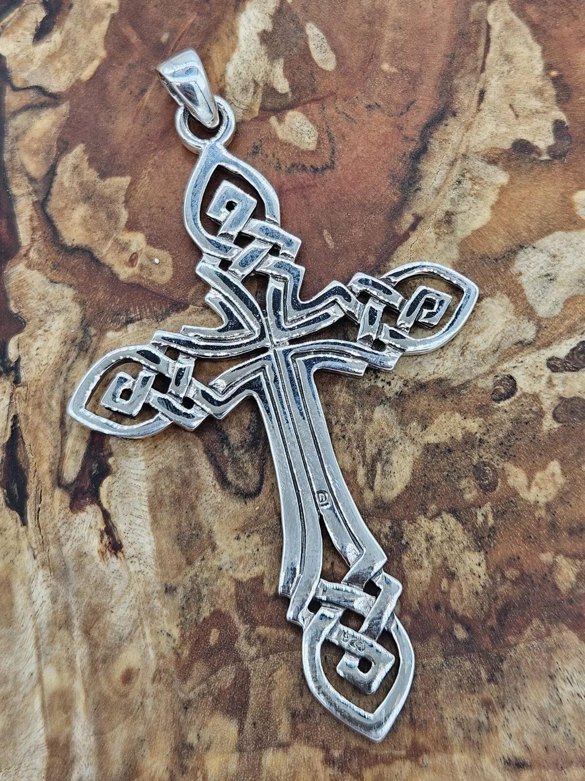 Large Sterling Silver 925 Celtic Knot Cross Pendant. Gothic, NEW