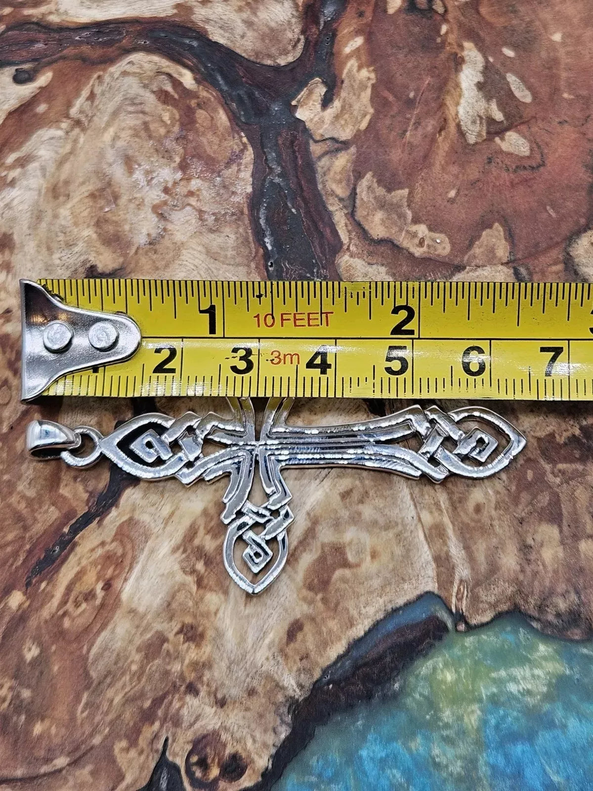 Large Sterling Silver 925 Celtic Knot Cross Pendant. Gothic, NEW