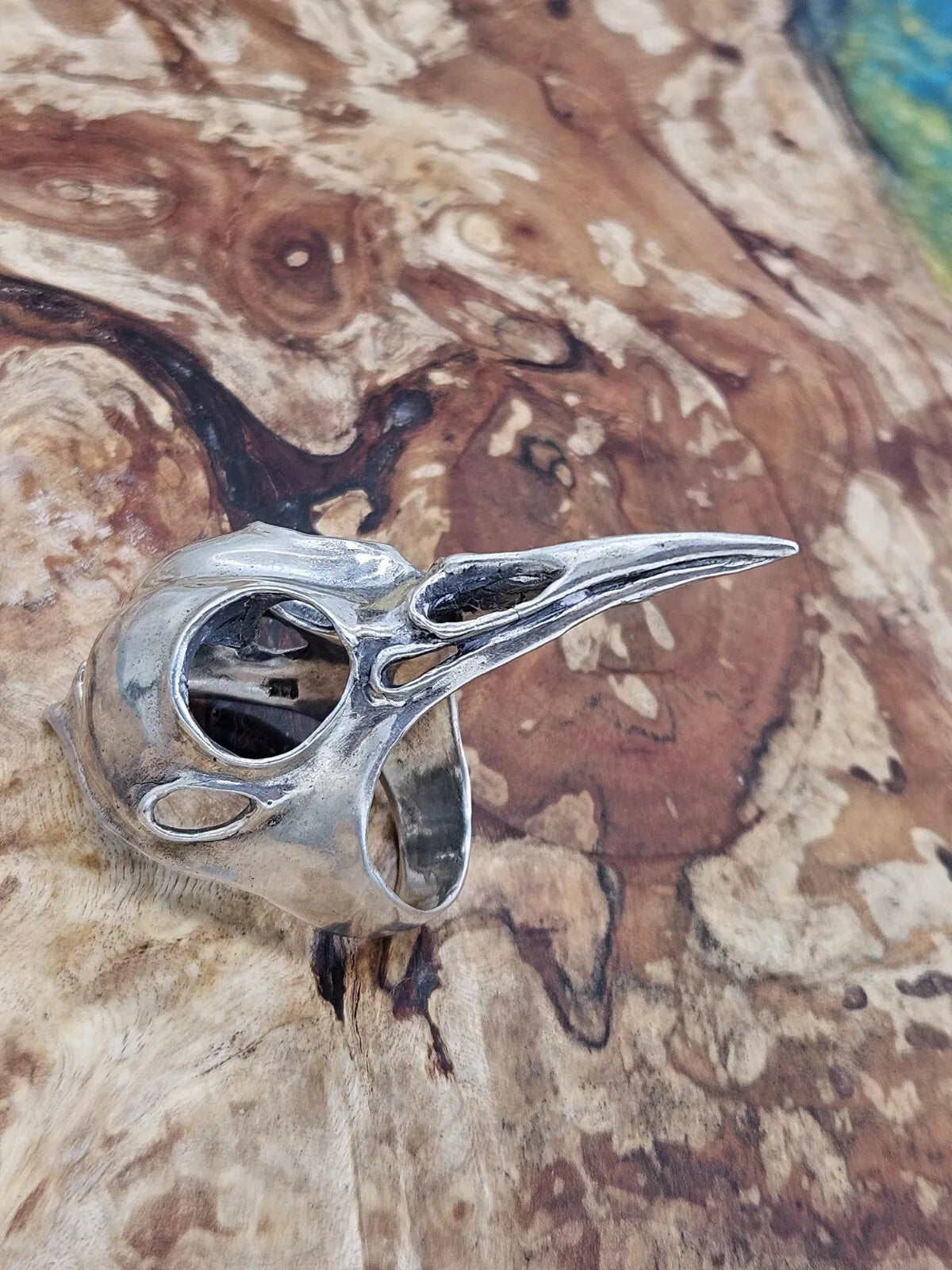 Axel Stocks Bird Skull Ring, Sterling Silver Vintage. UK Size U, U.S Size 10.