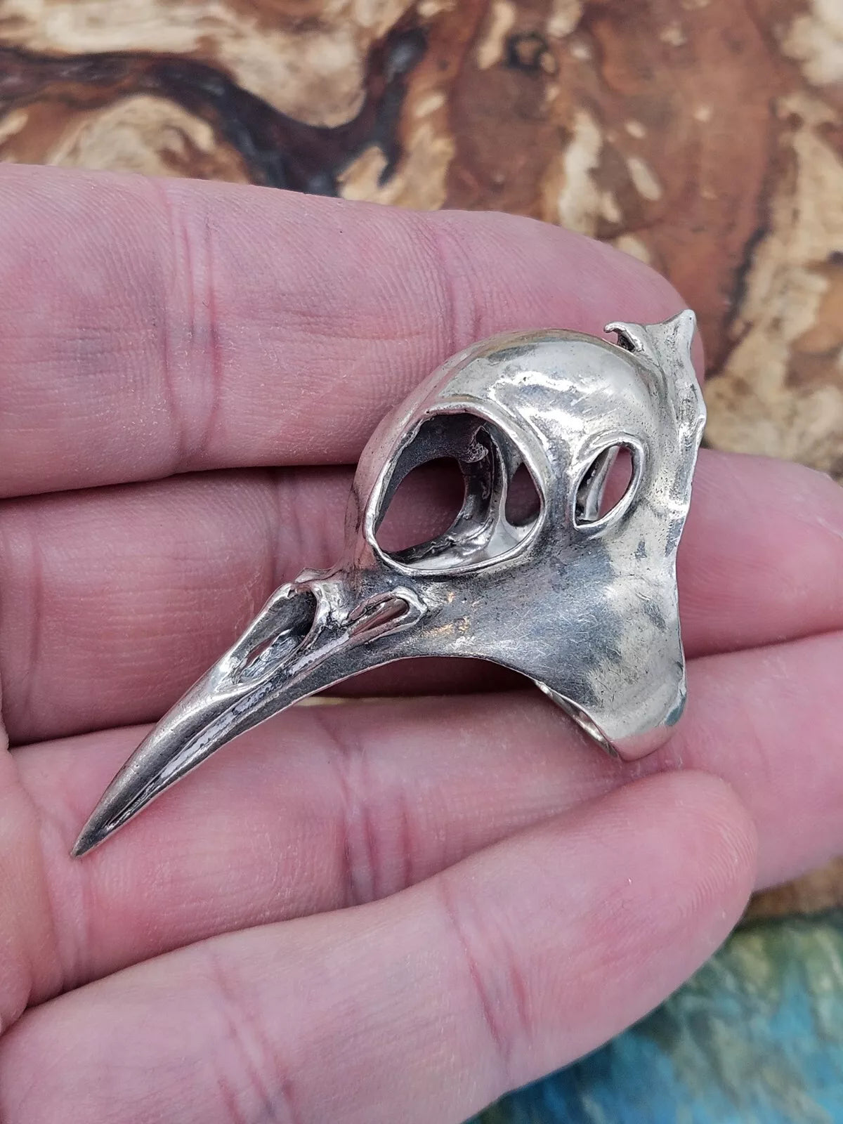 Axel Stocks Bird Skull Ring, Sterling Silver Vintage. UK Size U, U.S Size 10.