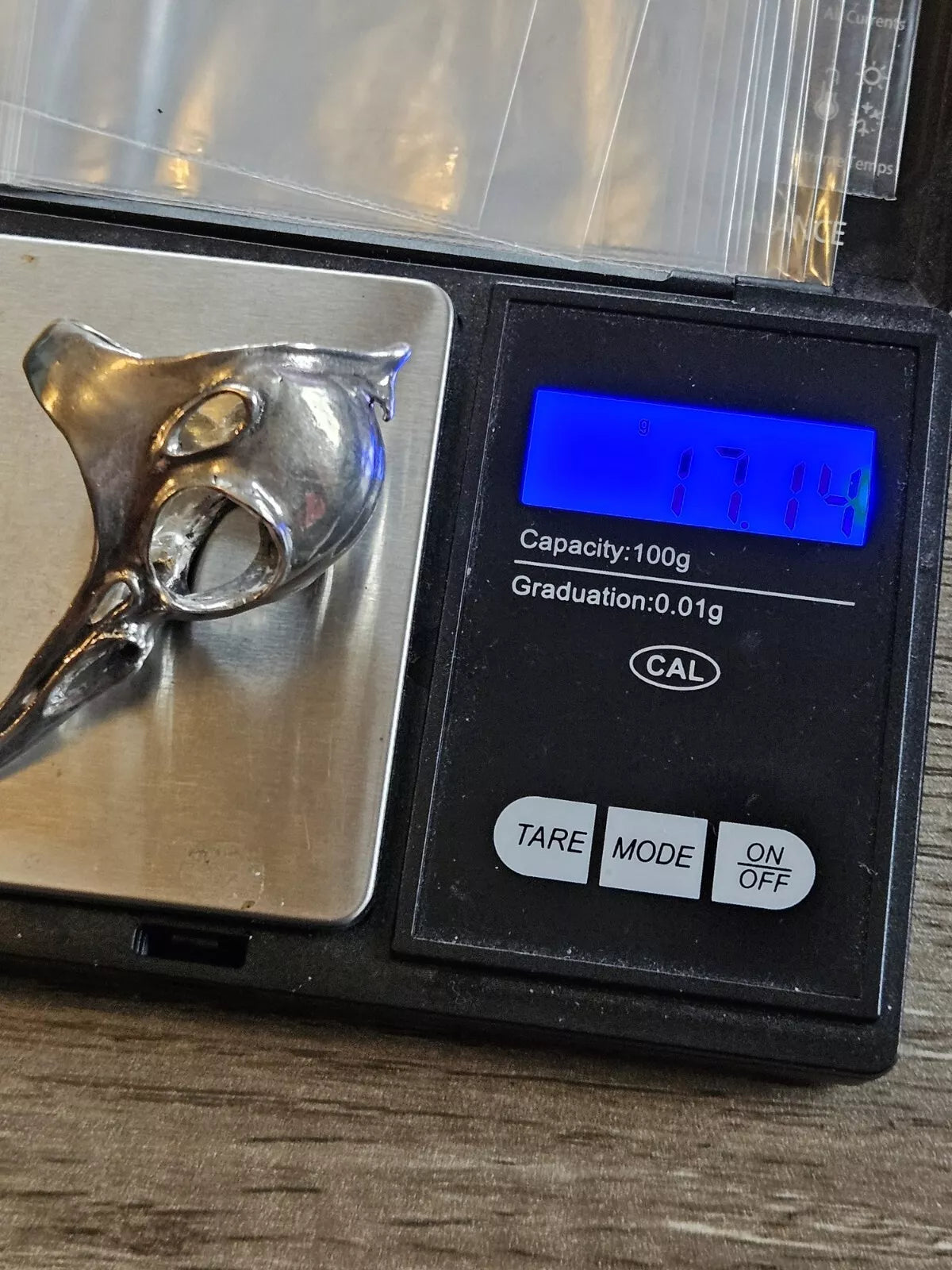 Axel Stocks Bird Skull Ring, Sterling Silver Vintage. UK Size U, U.S Size 10.