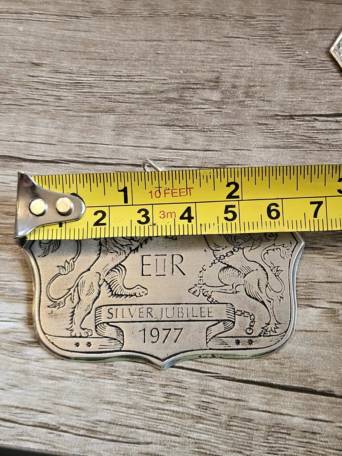 Huge Vintage Silver Jubilee Ingot Pendant Shield, Sterling Silver 925, 1977. 31g