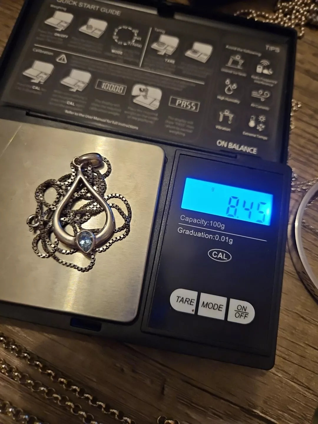 Silver 925 Traditional Scottish Flourish Necklace Pendant with Blue Topaz.