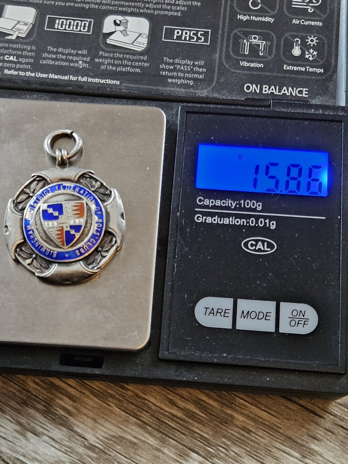 Birmingham District Works Amateur Football Association Silver Fob Medal. 1935-36