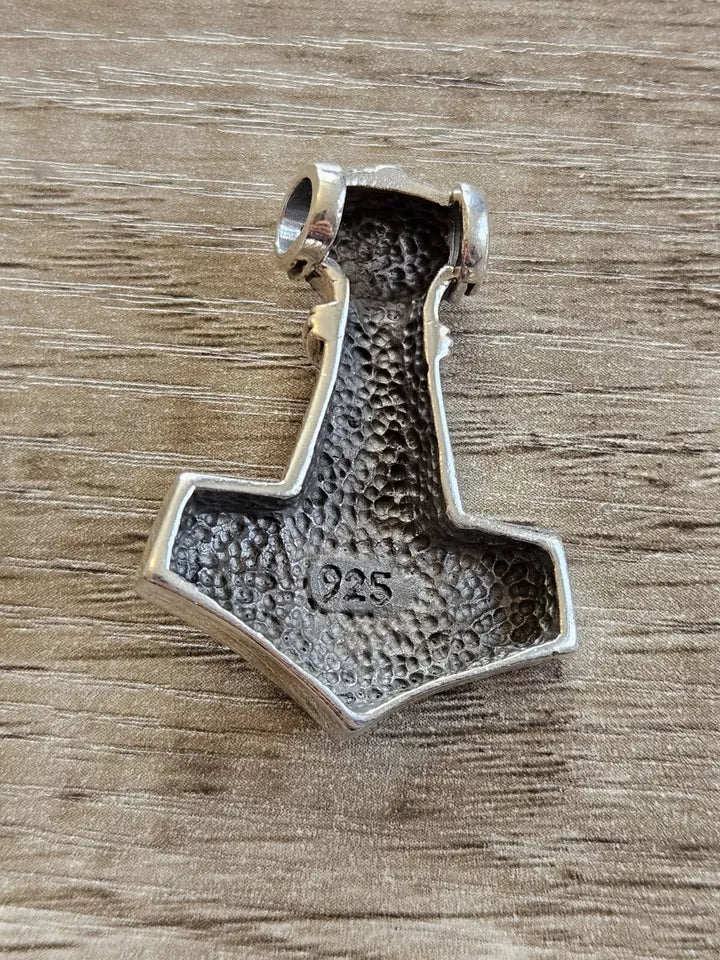 Thors Hammer Skull Onyx Pendant 925 Sterling silver Mjolnir Biker Celtic.
