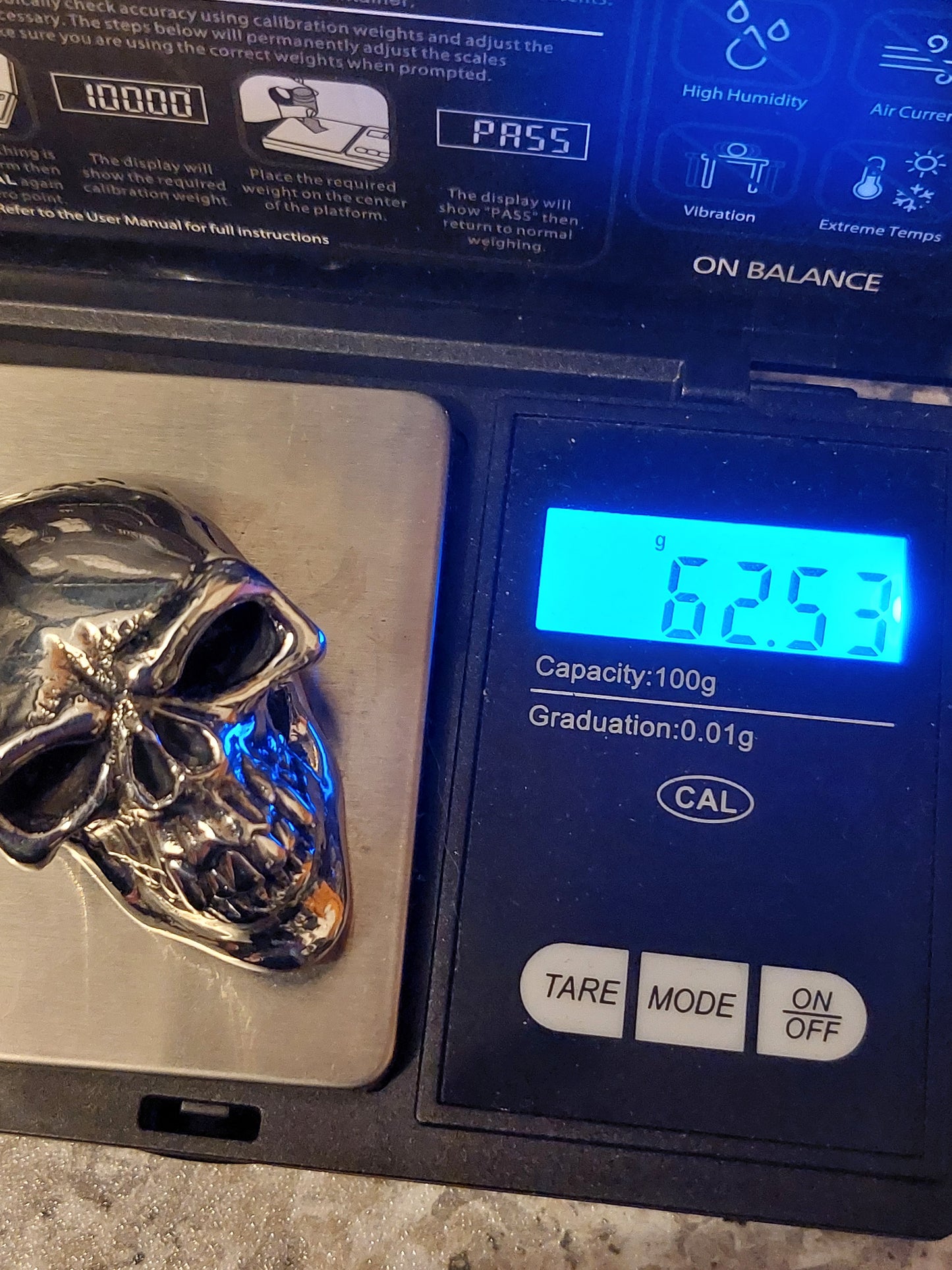 HUGE Sterling Silver 925 Skull pendant. 60+ Grams!!