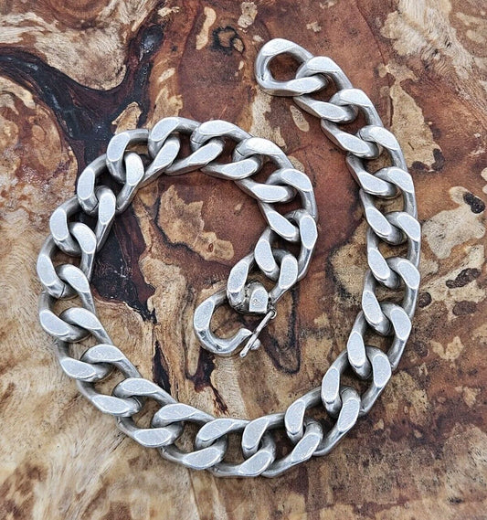 Solid Sterling Silver 925 Curb Link Chain Bracelet 49.6g Hallmarked, 22cm, Heavy