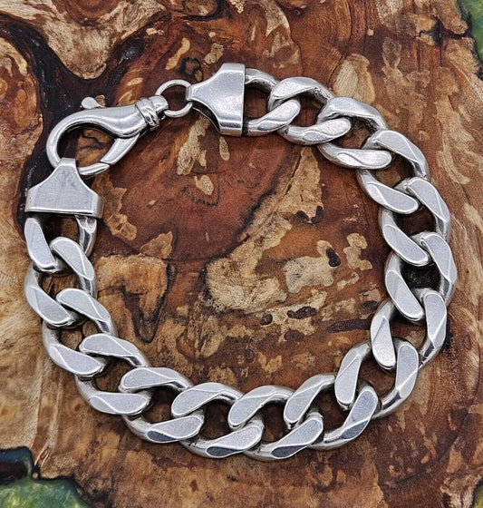 Sterling Silver/925 Heavy Traditional Curb Bracelet 9 1/4 Inches, 80 Grams.