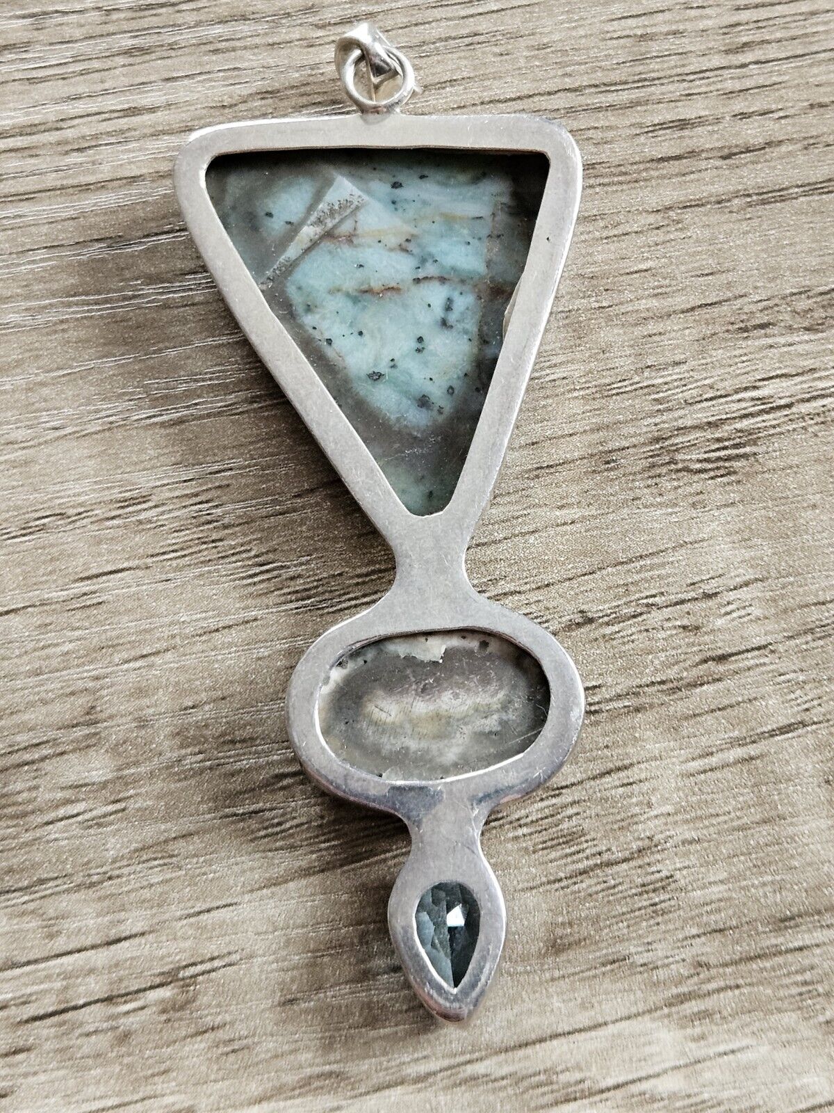 Sterling Silver 925 Pendant With Large Stones - Amazonite, Ocean Jasper? 