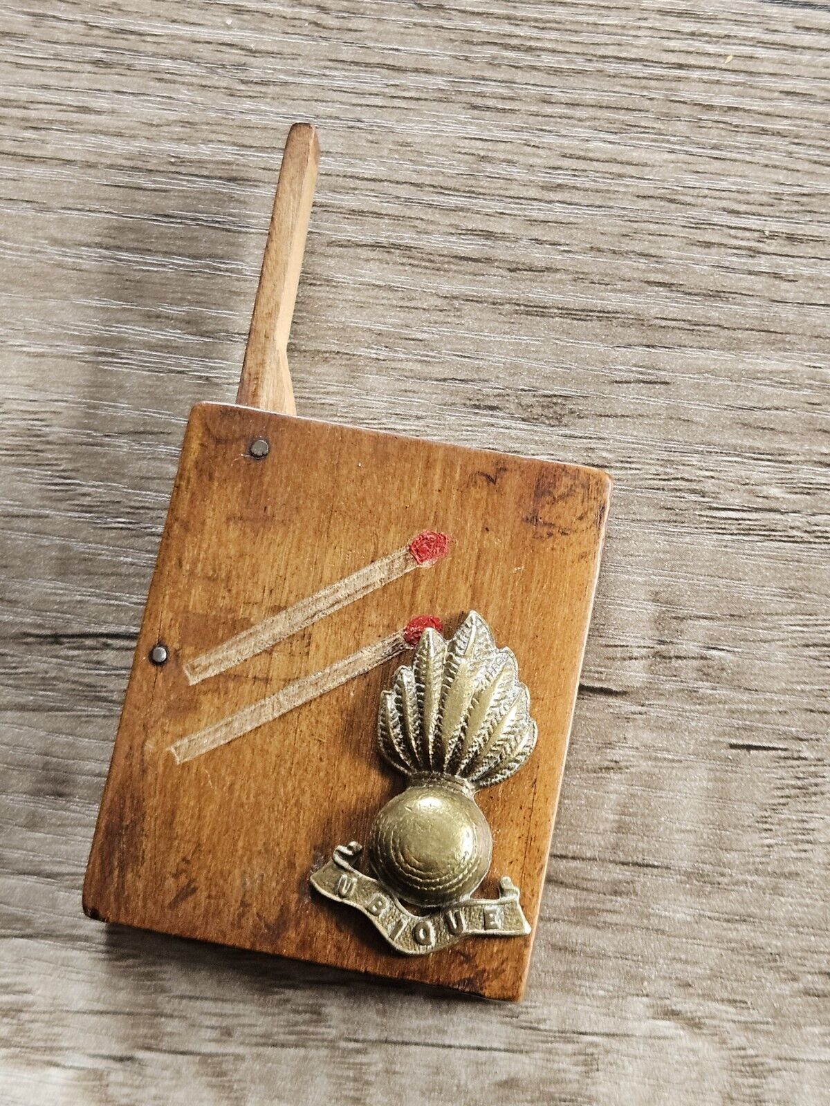 Ww1 / Ww2 Trench Art Match Box Holder, Vesta Case. Royal Artillery Badge, Ubique