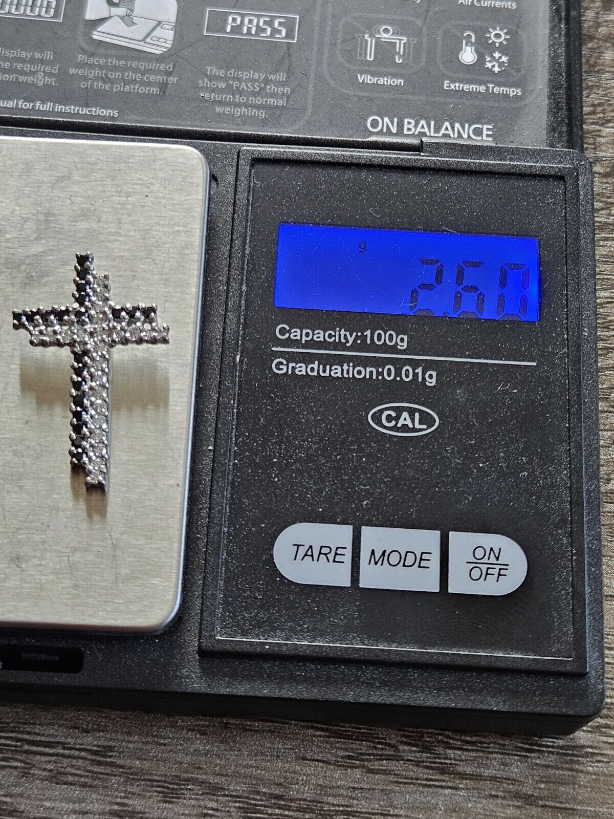 925 Silver Black And Silver Double Cross Pendant. 2.8cm