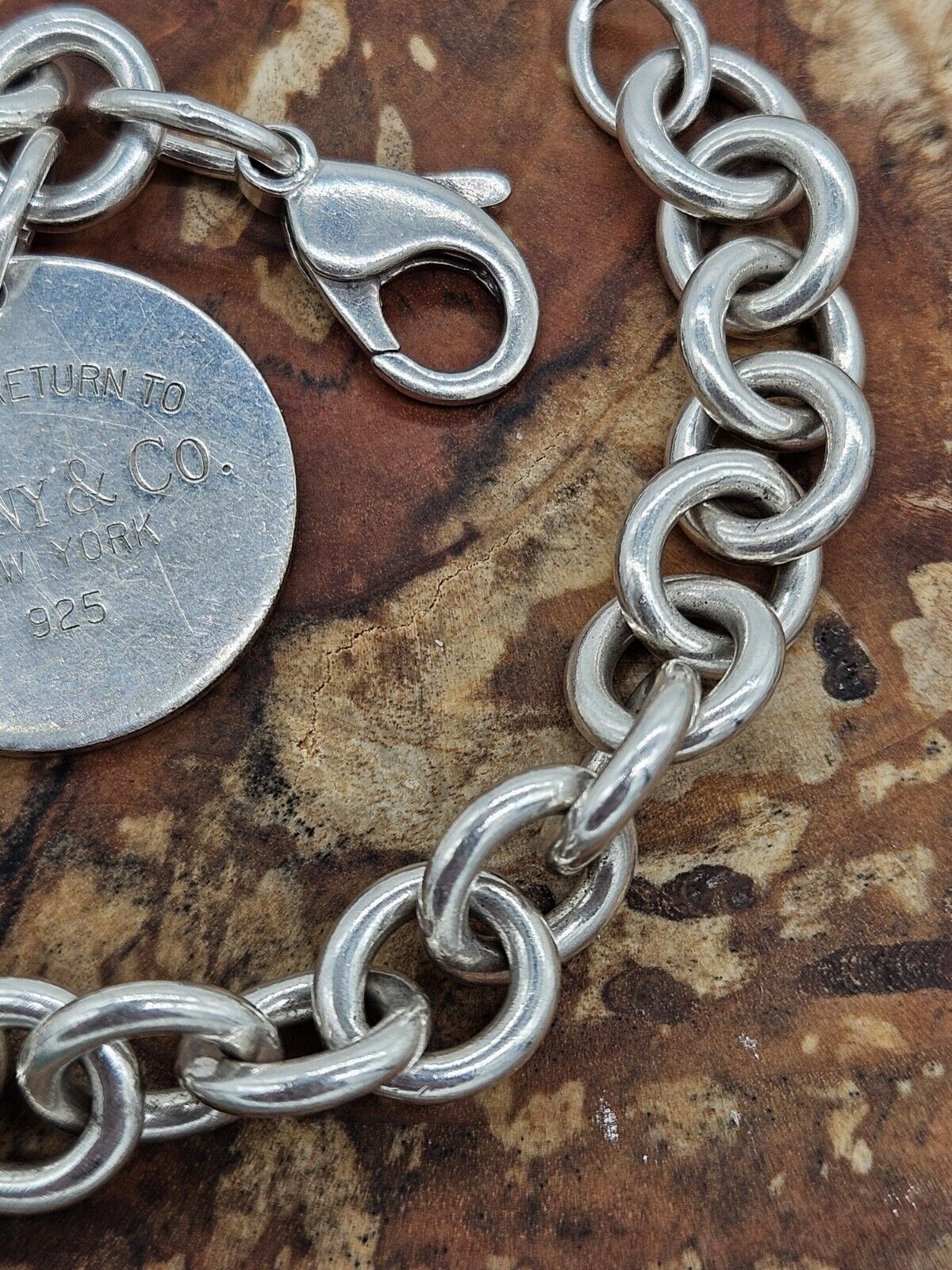 Authentic Tiffany & Co Round Tag Chain Link Bracelet 19cm. Silver 925