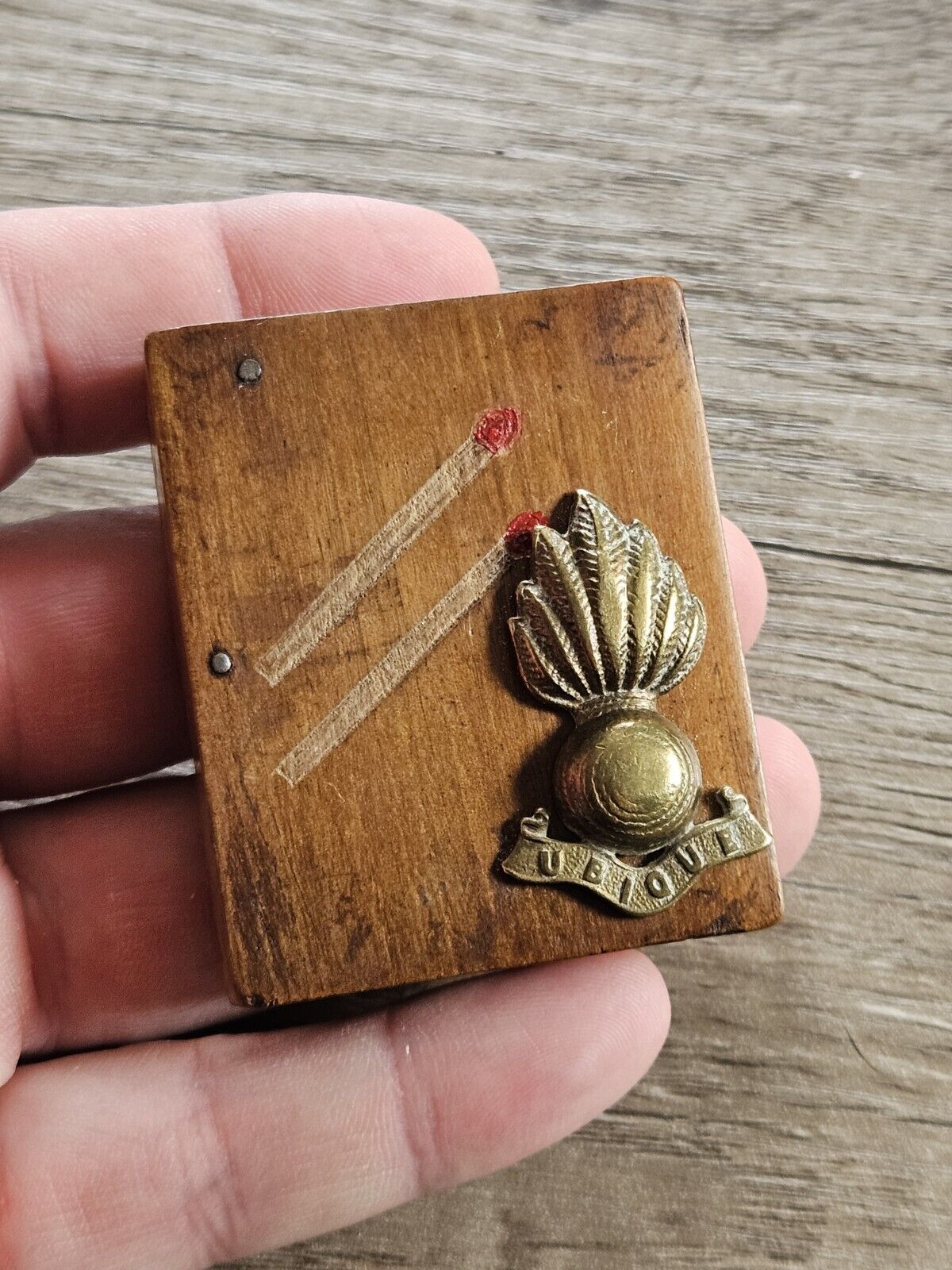 Ww1 / Ww2 Trench Art Match Box Holder, Vesta Case. Royal Artillery Badge, Ubique