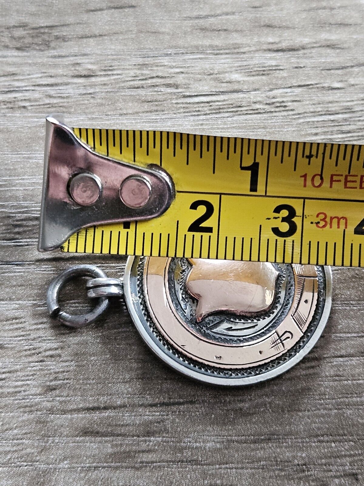1930 Antique Rose Gold and silver 925 pocket watch fob medal.