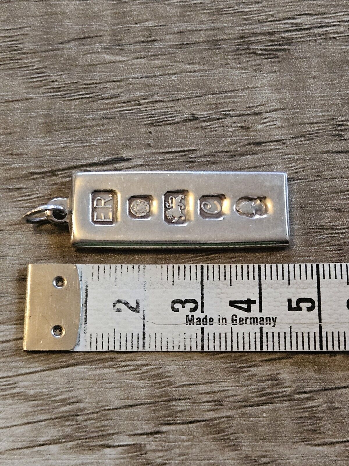Vintage Small Solid Sterling Silver 925 Ingot Pendant. 15.5g, Sheffield 1977