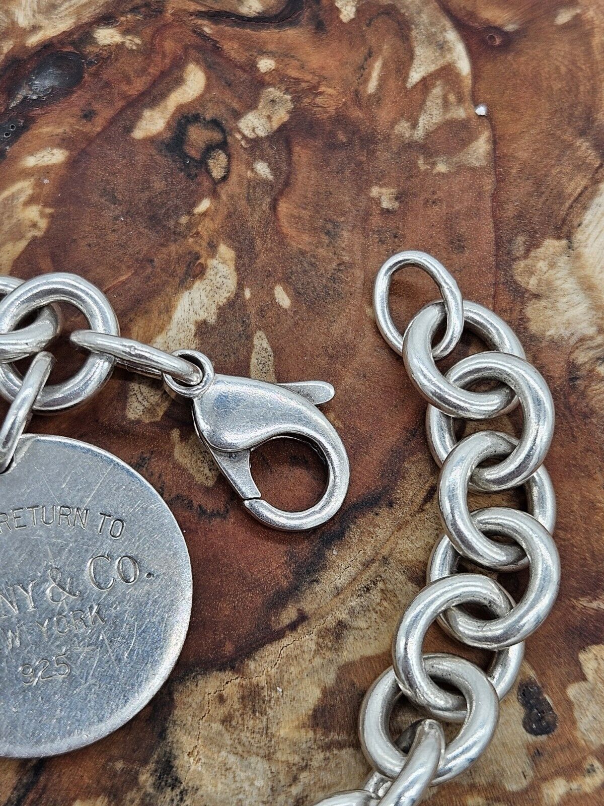 Authentic Tiffany & Co Round Tag Chain Link Bracelet 19cm. Silver 925
