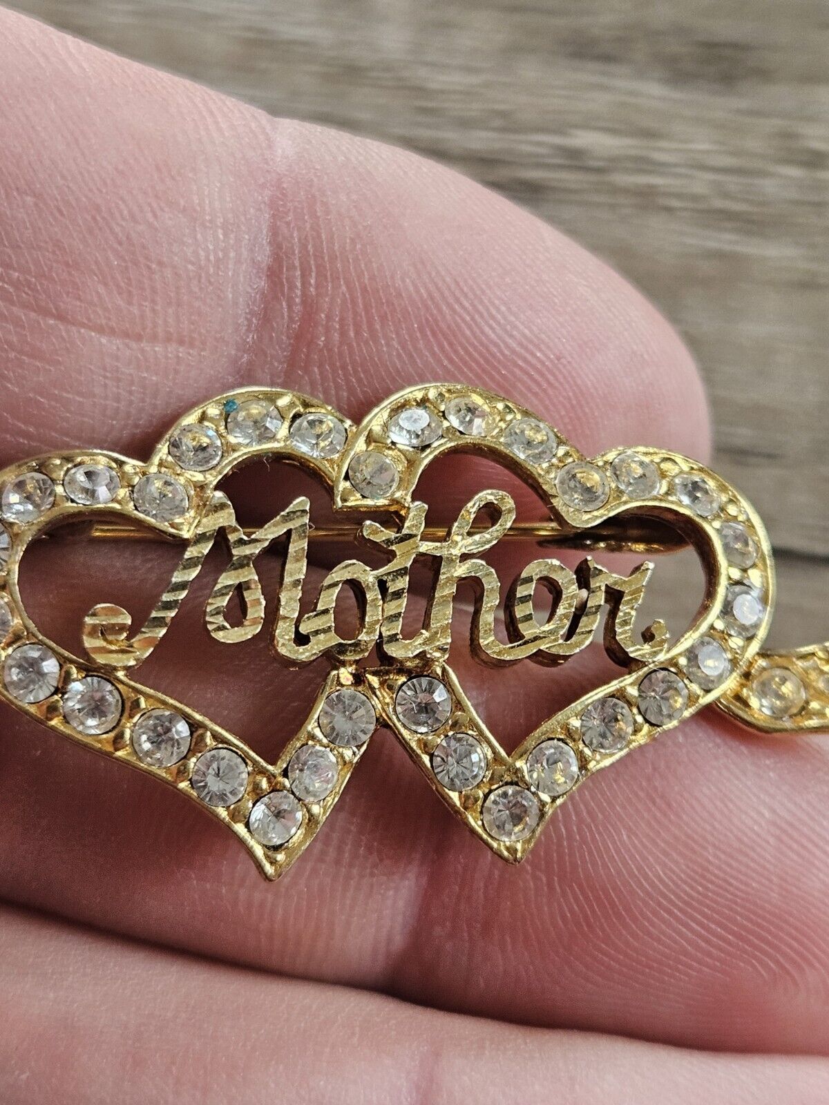 Gold On Sterling Silver 925 Mother Love Heart Hallmarked Brooch