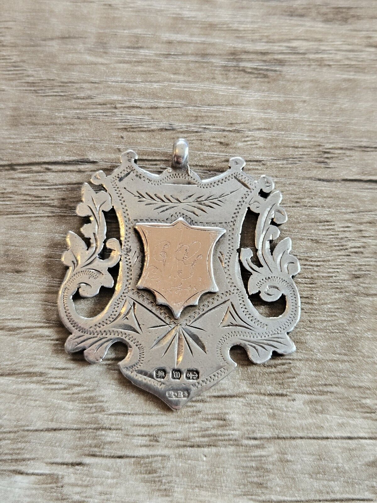 1896-97 Antique Rose Gold and silver 925 pocket watch fob medal.