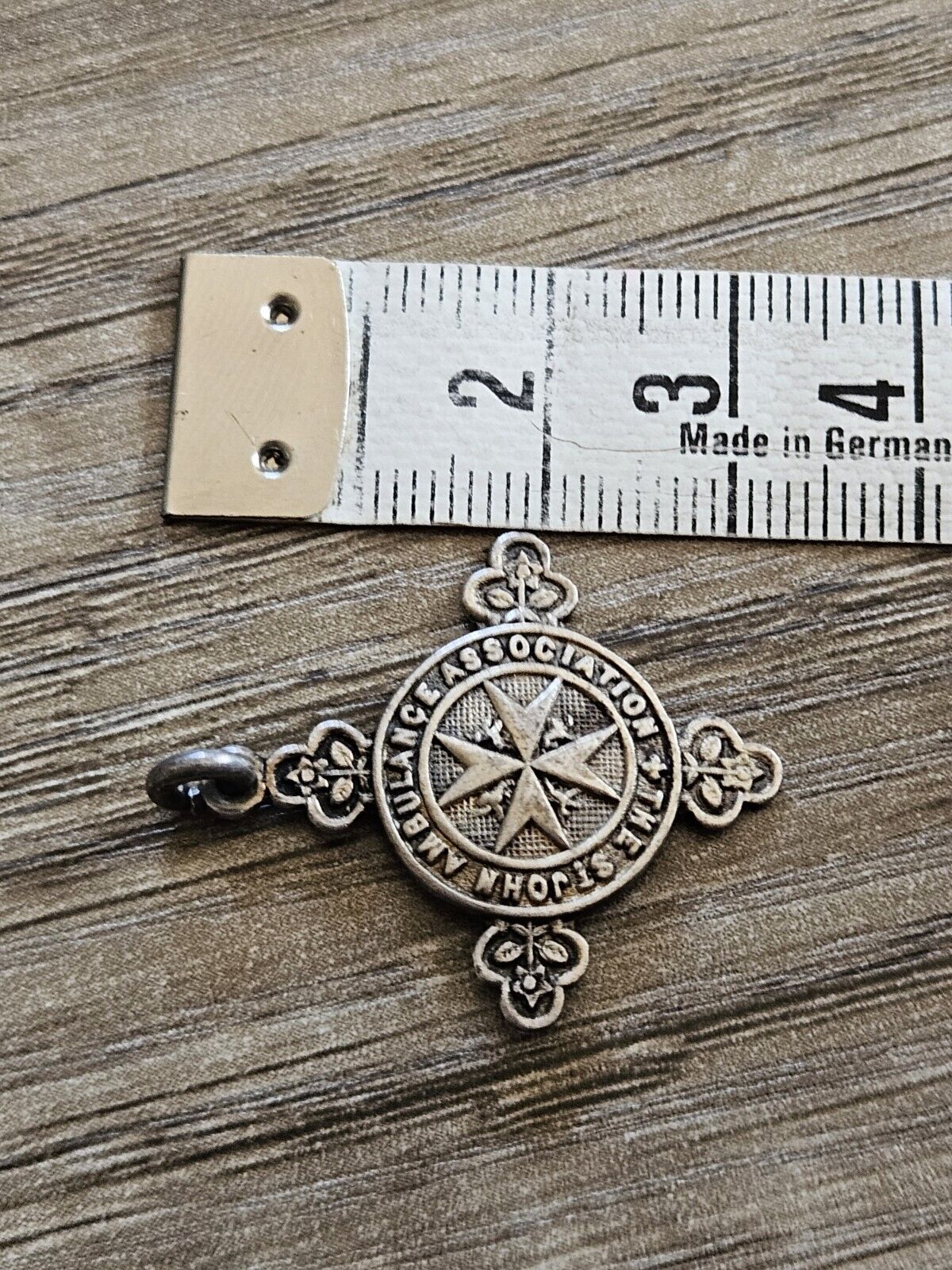 Antique Albert Watch Chain Medal St Johns Ambulance 1940 HM Sterling Silver 4.1g
