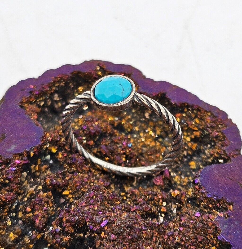 Thomas Sabo - Sterling Silver 925 Turquoise Blue Stone Rope Ring, Size 54, N.