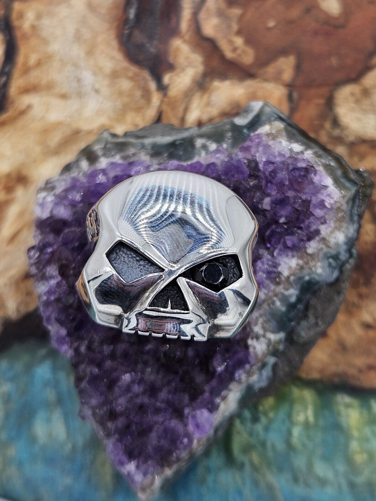 HARLEY-DAVIDSON® BY THIERRY MARTINO Sterling Silver 925 Skull Ring . Size S