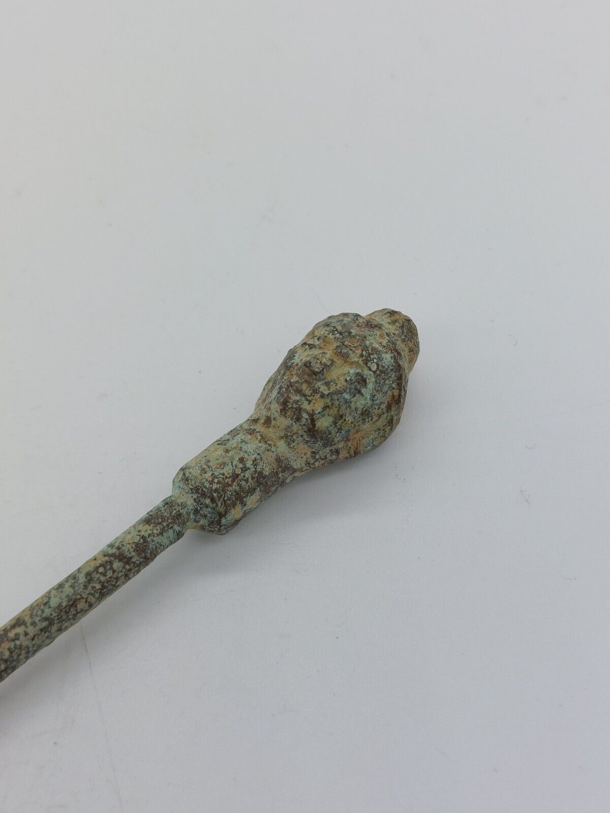 Ancient Roman Bronze hair Pin of A Female bust. 16.5cm Long!