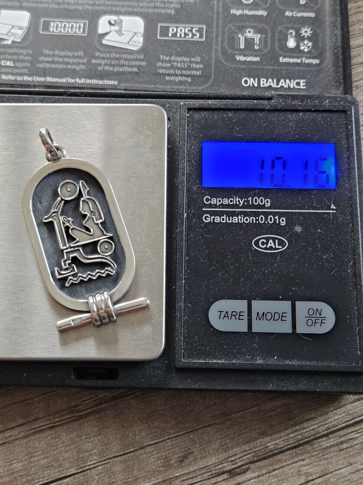 Egyptian Hieroglyphs Gift Pendent Solid Silver Vintage Jewellery