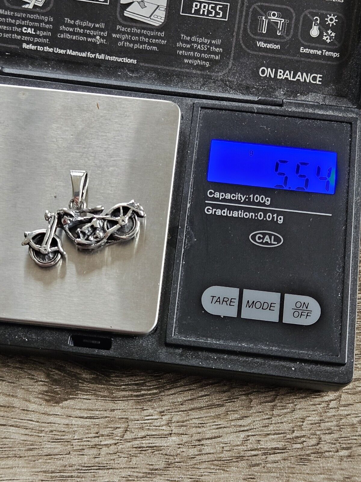 Sterling Silver 925 3D Motorbike  Pendant, Brand New Stock! Biker, Motorcycle.