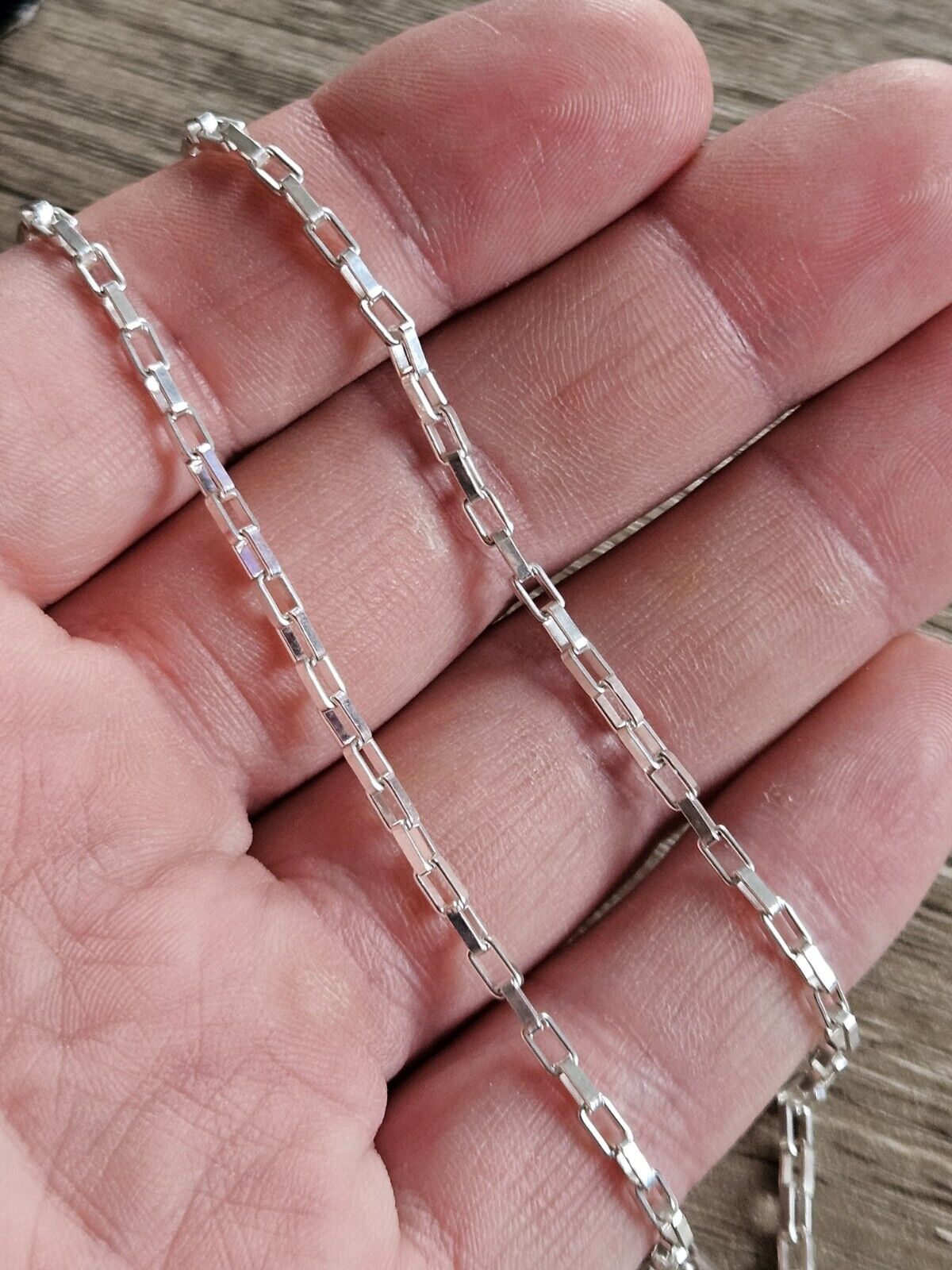 18.5" Inch 925 Sterling Silver Box Chain Necklace Men Women, Brand New. 
