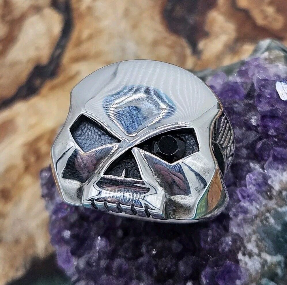 HARLEY-DAVIDSON® BY THIERRY MARTINO Sterling Silver 925 Skull Ring . Size S