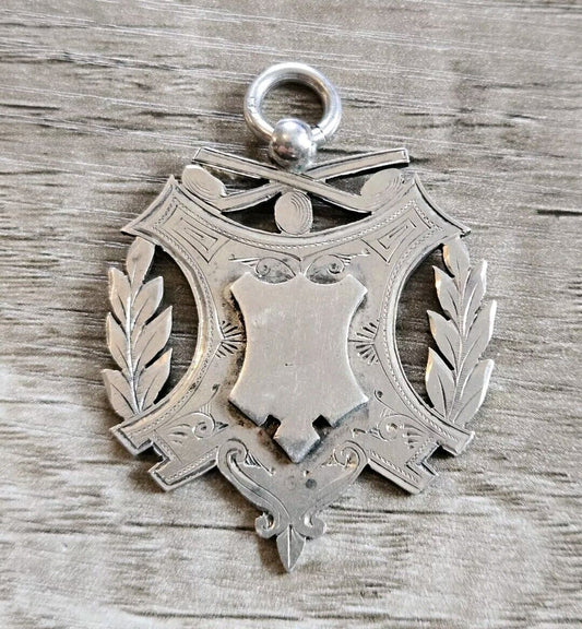 Vintage Sterling Silver 925 Fob Medal, 1897 Birmingham. 