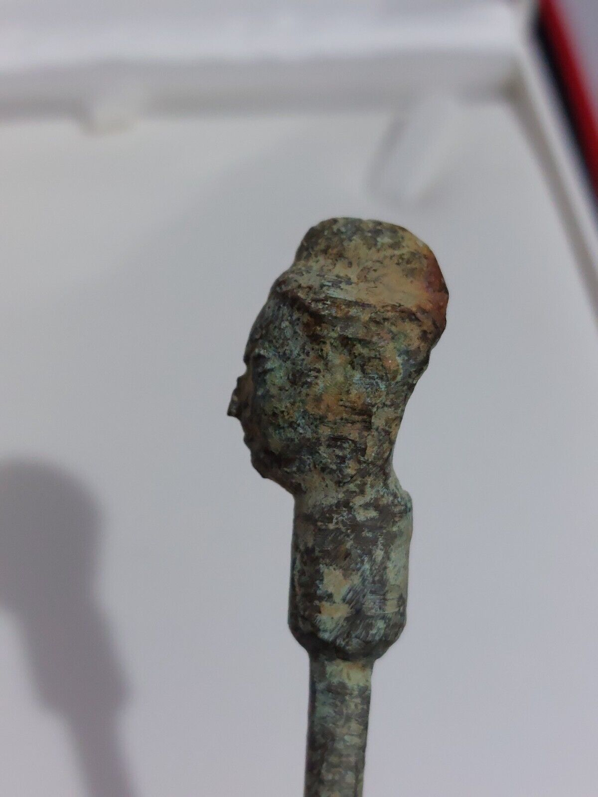 Ancient Roman Bronze hair Pin of A Female bust. 16.5cm Long!