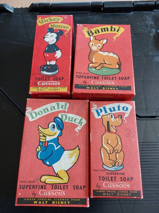 4x Vintage Disney Soap with original boxes, Unused. 1 broken.. Donald duck. 