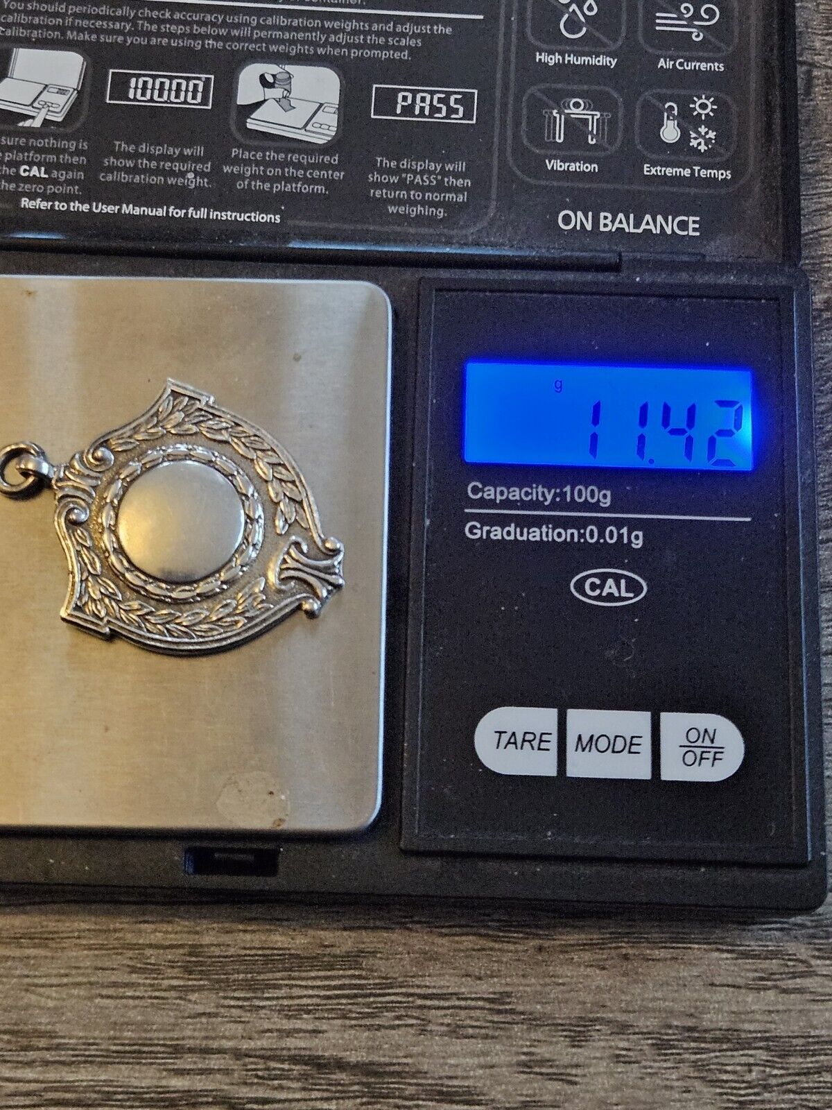 Vintage Sterling Silver 925 Fob Medal Shield. 11.4 Grams. 1961-62.