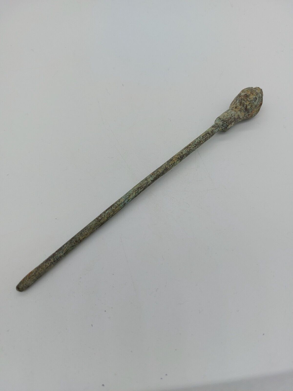 Ancient Roman Bronze hair Pin of A Female bust. 16.5cm Long!