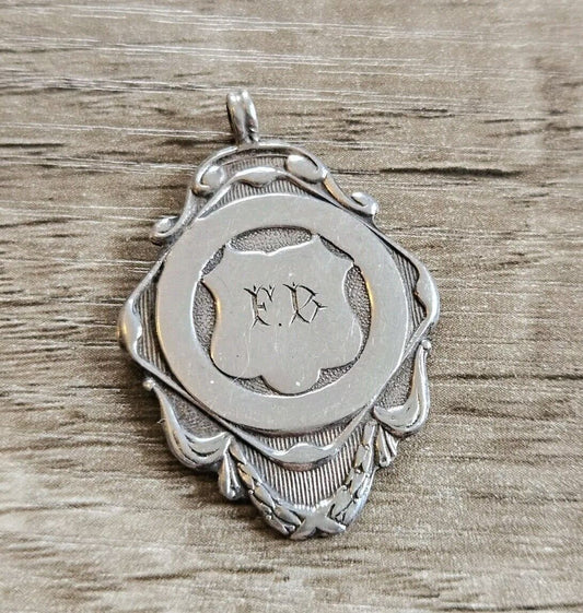 Vintage Sterling Silver 925 Fob Medal. Initials F.B.