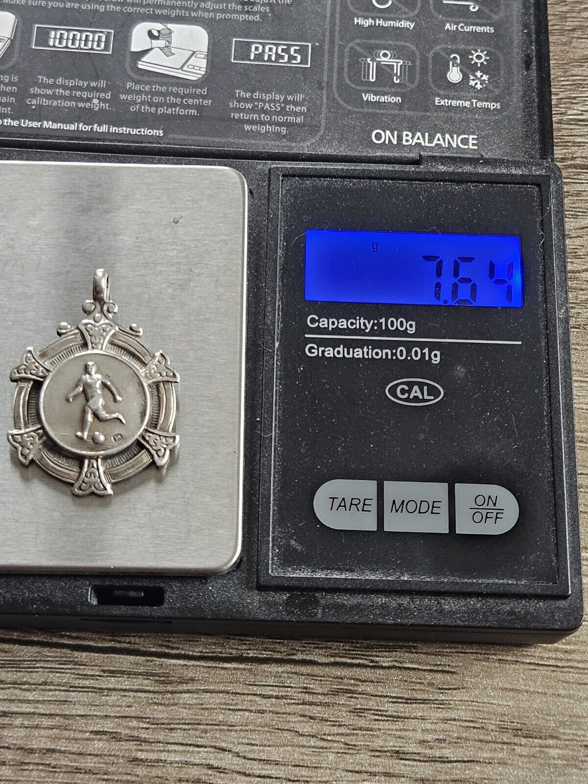 Vintage Solid Sterling Silver 925 Football Fob Medal Pendant Hallmarked 1949