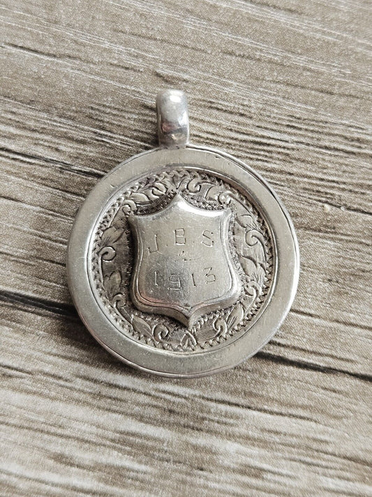 Vintage Sterling Silver 925 Fob Medal 1911, Chester. Double Sided.