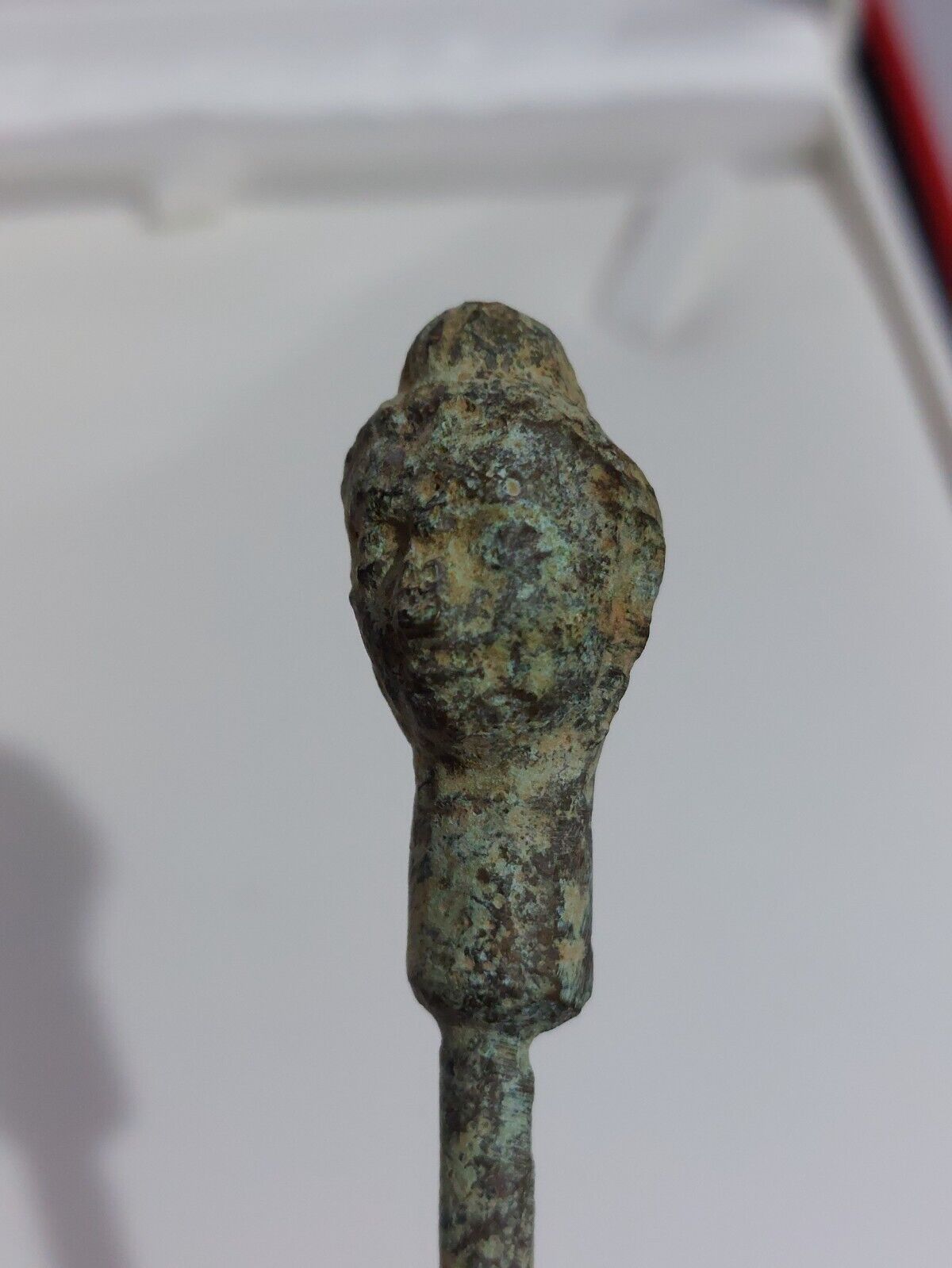 Ancient Roman Bronze hair Pin of A Female bust. 16.5cm Long!