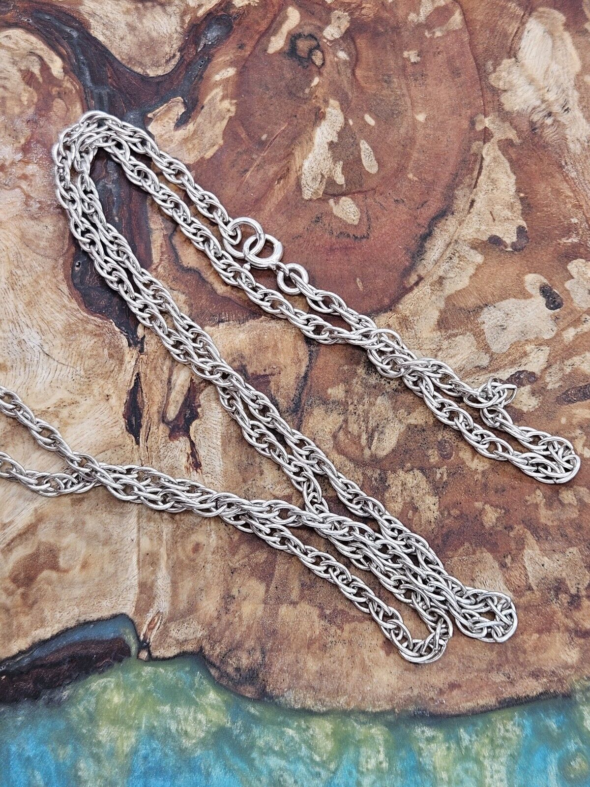 VINTAGE SOLID SILVER 925 BULLION INGOT PENDANT NECKLACE 42g With Chain, 24" Rope