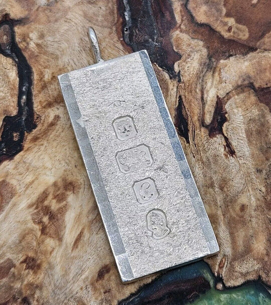 Vintage Solid Sterling Silver 925 Ingot Pendant 25.6g Hallmarked London 1977