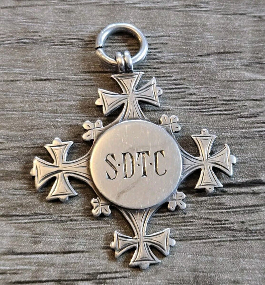 Vintage Sterling Silver 925 Fob Medal. Initials S.D.T.C 1903-04. Victrix Ludorum