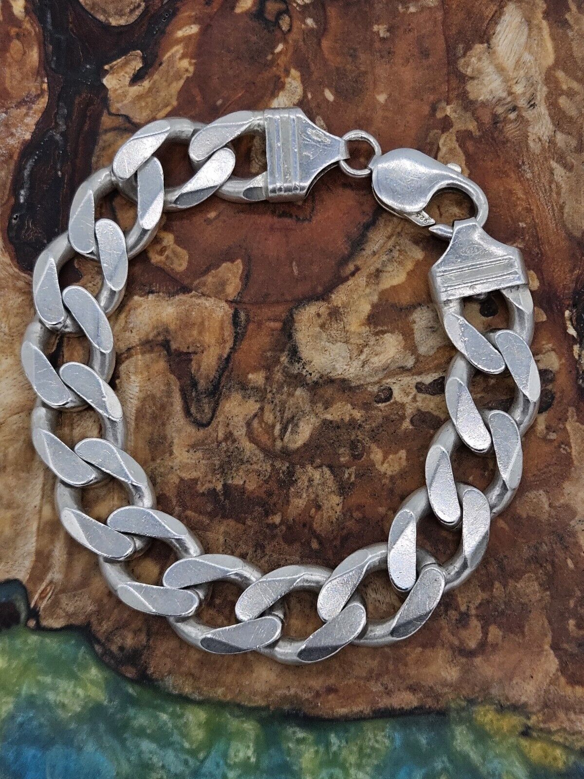 Solid Sterling Silver 925 Curb Link Chain Bracelet Heavy 44g Hallmarked, 19.9cm