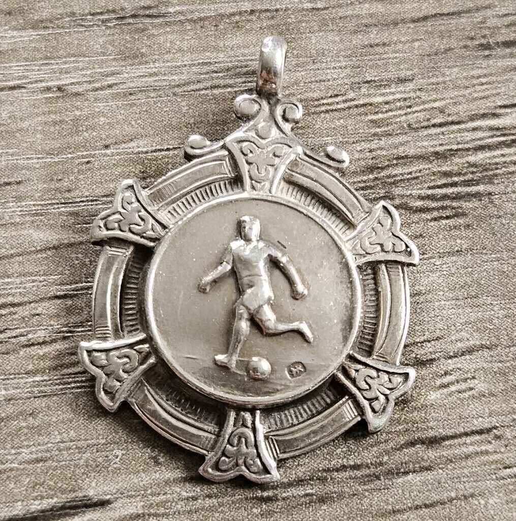 Vintage Solid Sterling Silver 925 Football Fob Medal Pendant Hallmarked 1949