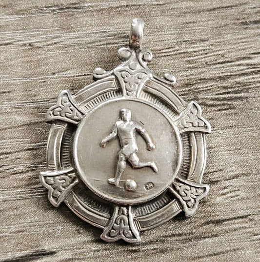 Vintage Solid Sterling Silver 925 Football Fob Medal Pendant Hallmarked 1949