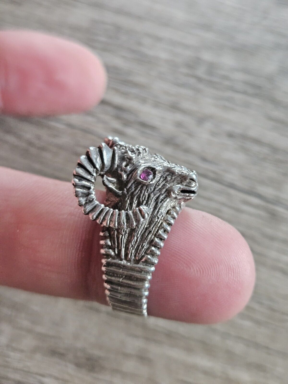 925 Sterling Silver Vintage Aries Zodiac Sign Ring, Size V 1/2, Ram.